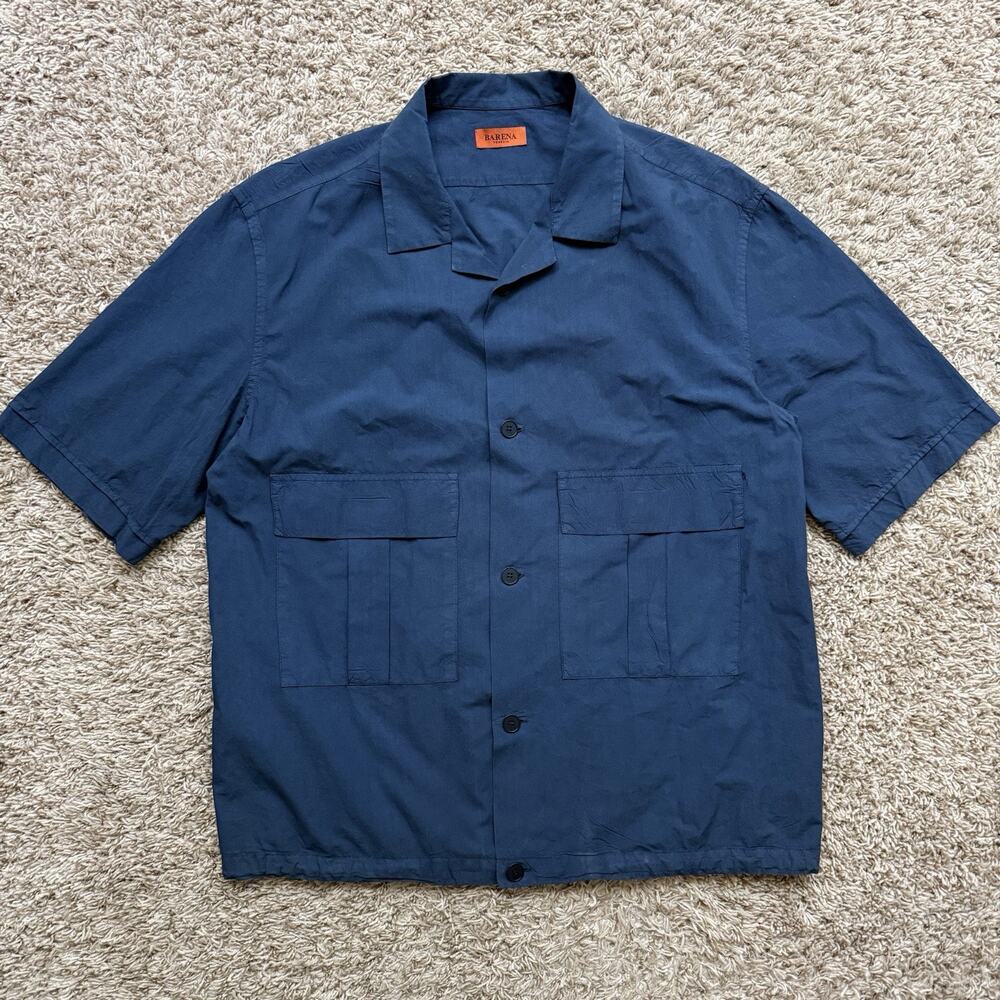 Barena Venezia Ventura Overshirt Camp Collar Navy Blue Men’s Size 48 / Medium